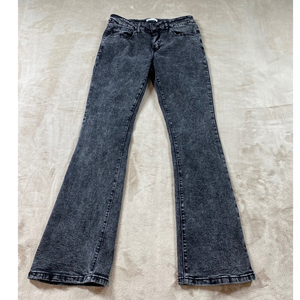 Fire & Rain Juniors Black Acid Wash Flare Jeans High Rise Stretch Denim Size 11
